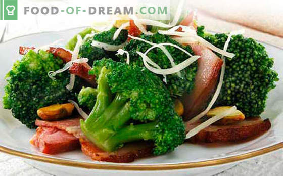 Broccoli sallad - fem bästa recept. Hur till rätt och välsmakande kokad broccoli sallad.