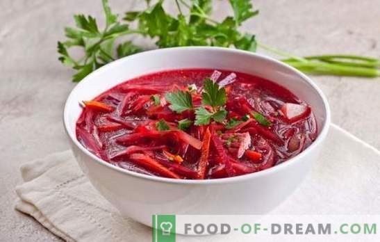 Hur man lagar magert borscht: med svamp, bönor, bris, kvass. Recept av lean borscht - notera!