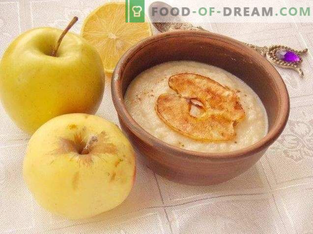 Äppelsoppa dessert med äppelflis