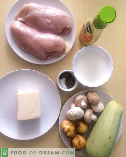 Kycklingbröst i en krämig ostsås med grönsaker - recept med foto