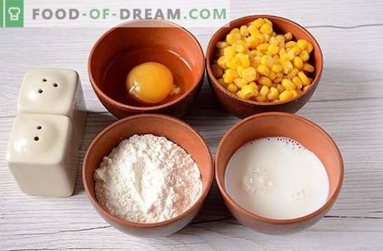 Maisgebäck: Verwenden Sie Dosenmais aus Dosen! Schritt für Schritt Fotorezept des Autors für Krapfen mit Mais auf Kefir