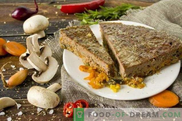 Говедско месо црниот дроб со печурки и зеленчук во рерната