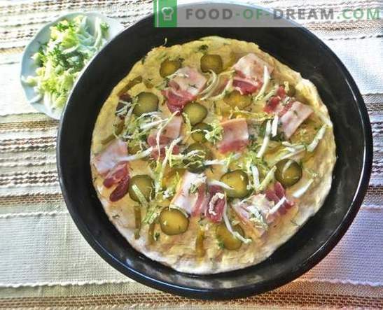 Pizza au four: une recette avec des photos. Pâte italienne, farce appétissante - pizza maison au four: recette photo étape par étape