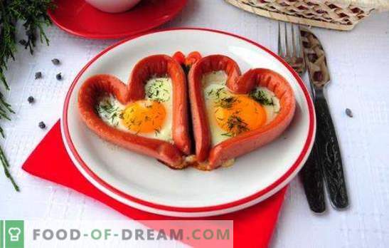 Яйца с колбаси - вкусни, удовлетворяващи, романтични! Рецепти за различни пържени яйца с колбаси: сърца, смесени, пържени яйца
