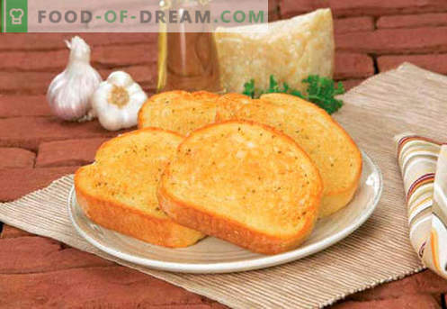 Croutoner med vitlök - de bästa recepten. Hur rätt och välsmakande toast med vitlök.