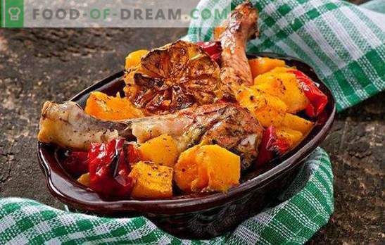 Kyckling med pumpa i ugnen - hösten skål nummer ett! Kyckling med pumpa i ugnen med kryddor, äpplen, apelsiner, svamp