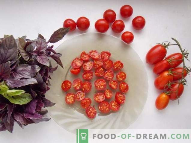 Focaccia com tomate cereja e manjericão