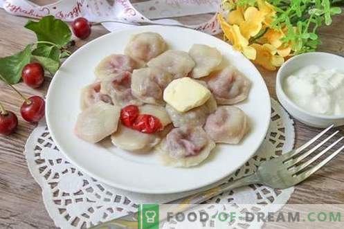 Sweet dumplings with cherries are unusual and appetizing!
