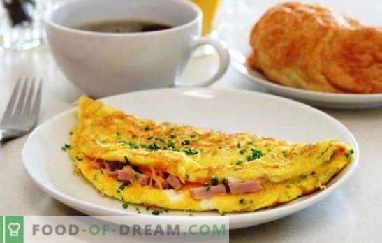 Röra ägg med korv i en panna - en enkel frukost. Recept för en omelett i en stekpanna med korv och ost, tomater, bacon, grönsaker