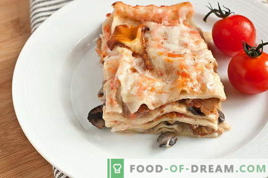 Lasagne med svampar - de rätta recepten. Hur snabbt och gott kokas lasagne med svampar.