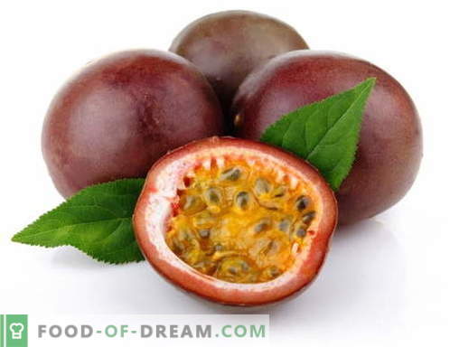 Passionsfrukt - beskrivning, användbara egenskaper, användning vid matlagning. Recept med passionsfrukt.