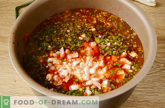 Grön borsch med tomatpasta och betor: ett steg för steg författarens recept med ett foto. Hur man lagar den läckra soppan med sorrel och ros med tomatpasta - dela hemligheterna