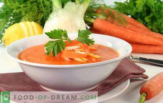 Morotssoppa är en solig maträtt på ditt bord. Hur man lagar en läcker morotssoppa: recept för söta eller salta rätter