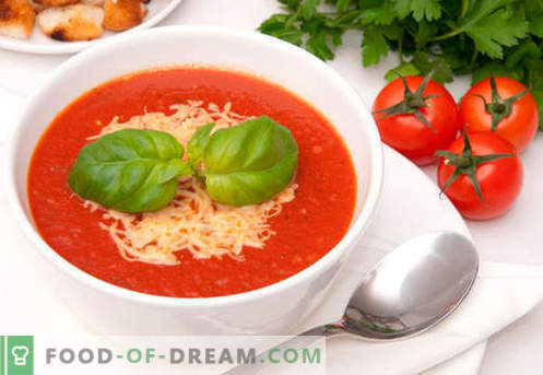 Tomatcreme soppa - beprövade recept. Hur man rätt och laga matlagad tomatspuré soppa.