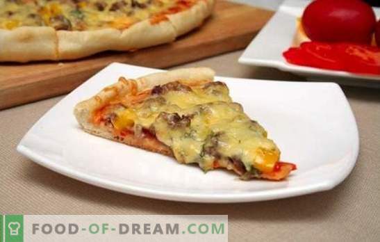 Pizza med malet kött - recept för varje smak. Hur man gör en utsökt och tillfredsställande pizza med malet kött - recept med stegvis matlagning.