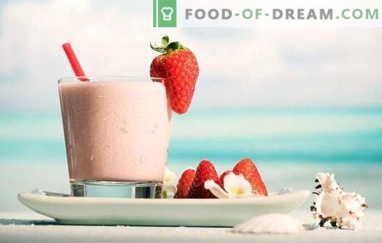 Känn dagens positiva - milkshake med jordgubbar! Recept milkshakes med jordgubbar och choklad, banan, hallon