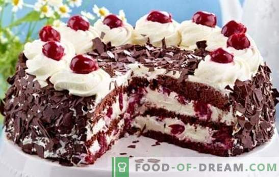 Black Forest Cake enligt de klassiska recepten av tyska konditorier. Olika varianter av kakan 
