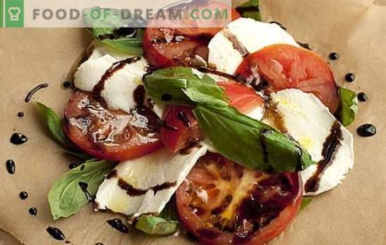 Mozzarella med tomater - en italiensk saga kommer i uppfyllelse. Vi använder mozzarella med tomater på olika sätt och ... njut!