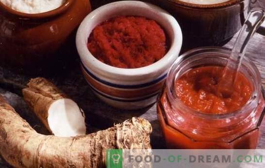 Adjika med pepparrot - en skarp nytta på ditt bord! Ett urval av de bästa recepten för matlagning adzhika med pepparrot
