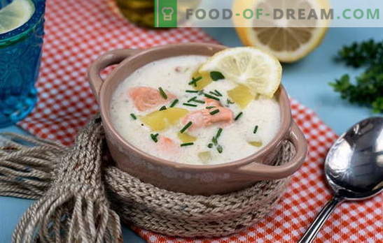 Matlagning utsökt finsk soppa: recept. Finska soppor från färsk, friterad, rökt och konserverad röd fisk