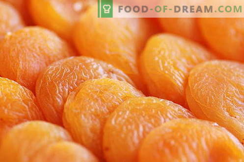 Torkade aprikoser - beskrivning, egenskaper, användning i matlagning. Recept med torkade aprikoser.