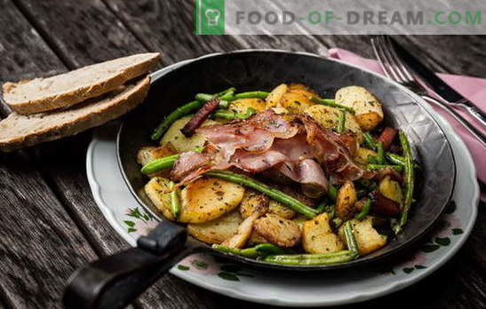 Potatis med kött i pannan - en tradition! De bästa recepten av stekt potatis med kött i en panna: med malet kött, gräddfil, grönsaker