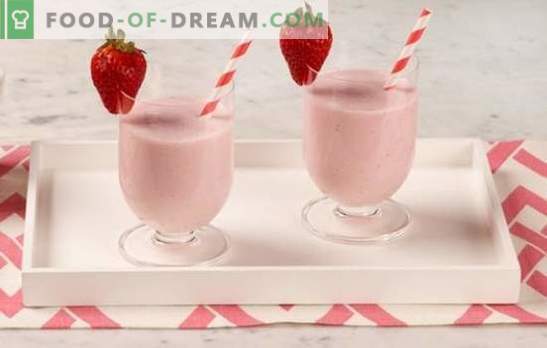 Jordgubbar smoothies - vilken läcker dryck! Hur man gör jordgubbsmoothies med grädde, mint, banan, honung, glass?
