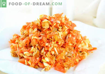 Kokad morotsalad - de bästa recepten. Hur till ordentlig och välsmakande kokad sallad med kokta morötter.