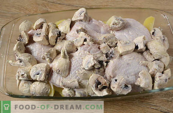 Пиле, печено с картофи: фото-рецепта стъпка по стъпка. Печем пиле с картофи, черен пипер и гъби - минимум усилия, вкусен резултат!