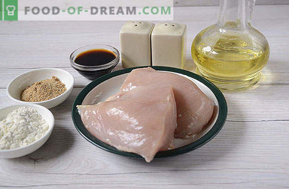 Breadad kyckling marinerad i sojasås - laga mat i 20 minuter! Steg-för-steg fotorecept av panerad kycklingfilé med en orientalisk smak