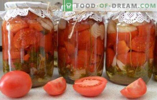 Tomater till vintern utan sterilisering: Vitryssning. Varianter av olika tomatsalader för vintern utan sterilisering