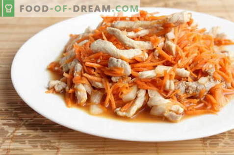 Koreansk kyckling sallad - de bästa recepten. Hur rätt och gott att förbereda en sallad med kyckling och koreansk morot.