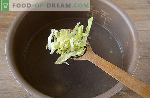 Soppa med färskkål i en långsam spis: Snabbt, lätt, gott! Författarens steg-för-steg foto recept för att laga kål från färskkål i en långsam spis