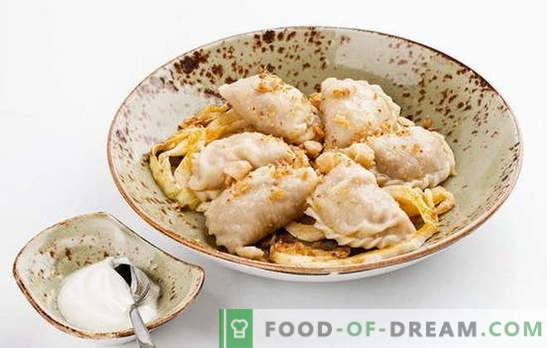 Dumplings med kål - en lönsam måltid! Olika recept av dumplings med kål och potatis, bacon, svamp, kött, lever