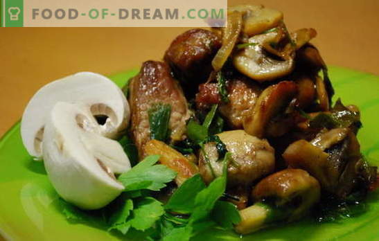 Kött med mushrooms - arom och smak. Köttrecept med mushroner: stewed, stekt, i ugnen, i en panna, i en långsam spis