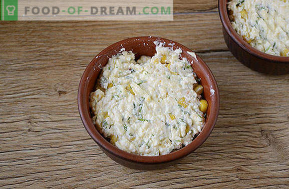 Gryta med majs och ost: god, hälsosam och vacker! Steg för steg författarens fotrecept grytor av stugaost och konserverad majs