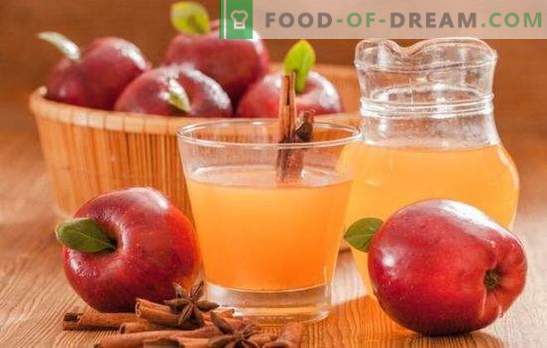 Äppeljuice för vintern hemma: Får inte fel i teknik! Klassiska och miksovye varianter av denna äppeljuice för vintern
