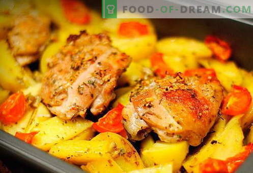 Kyckling med potatis i ugnen - de bästa recepten. Hur man ska ordentligt och välsmakande laga mat i ugnen med potatis i ugnen.
