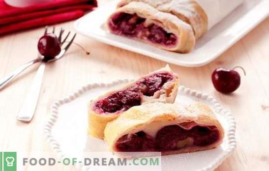 Cherry Puff Pie - det kommer definitivt inte att dröja! Recept av olika puffkakor med körsbär hemifrån och inköpta deg