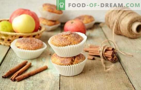 Muffins med äpplen - laga mat snabbt, ätas direkt! Enkla recept av smör och dietmuffins med äpplen