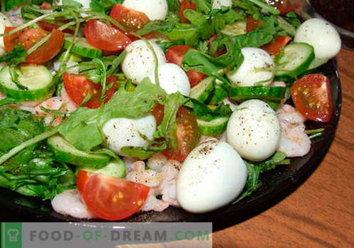 Quail Eggsallad - ett urval av de bästa recepten. Hur rätt och gott att laga en sallad med vaktelägg.