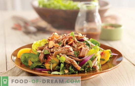 En enkel sallad med kött är ett starkt mellanmål. Hur man lagar en enkel sallad med fjäderfä, fläsk eller nötkött