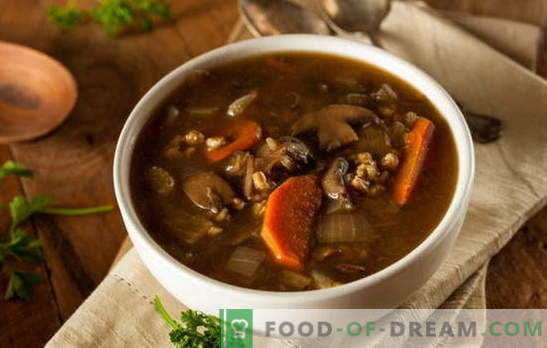 Постно супа с гъби - нека винаги да е вкусна! Различни рецепти за сухи супи с гъби и зърнени храни, юфка, зеленчуци