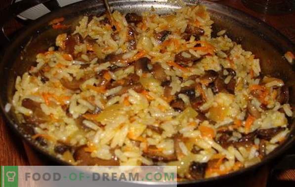 Vegetarisk pilaf med svamp - ett recept på magert grönsak pilaf