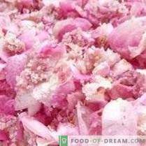 Rosa kronblad i socker