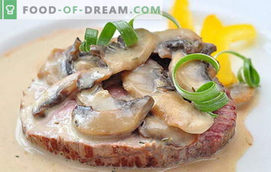 Kött med svamp i en långsam spis: med öl, potatis, pommes frites, gräddfil. De bästa recepten för kött med svamp i en långsam spis
