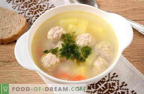 Soup with minced pork meatballs: photo recipe! Light and nourishing soup for the whole family in 45 minutes