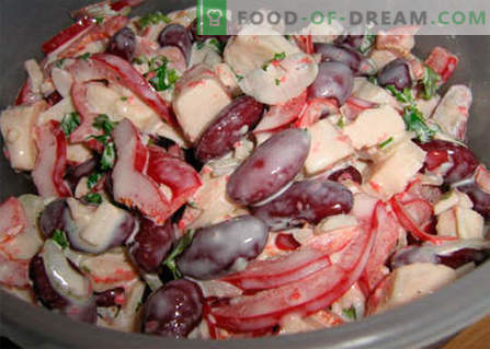 Sallad med bönor och krabba pinnar - de bästa recepten. Hur rätt och gott att förbereda en sallad av bönor och krabba pinnar.