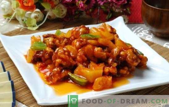 Kött i sötsurssås på kinesiska är en legend! Köttrecept i kinesisk sötsurssås med ananas, grönsaker, teriyaki