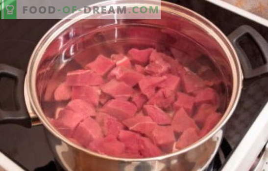Hur mycket lagar du nötkött för soppa? Hur mycket att laga kött för buljong, sallad eller aspik: finheten att laga kött